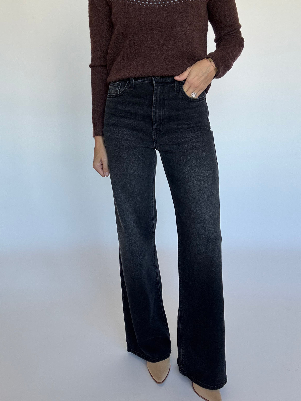 Washed Black Palazzo Jeans | Just Black Denim