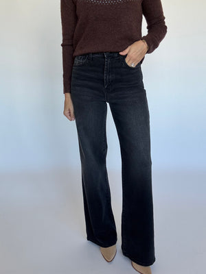 Washed Black Palazzo Jeans | Just Black Denim | FINAL SALE