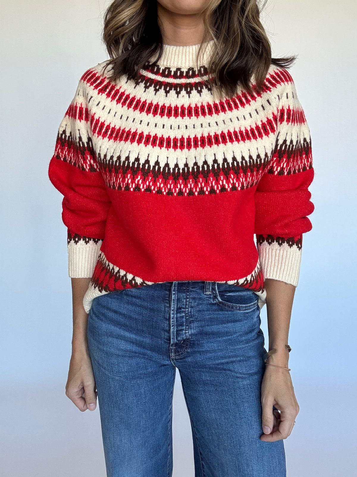 Fair Isle Red Crewneck Sweater