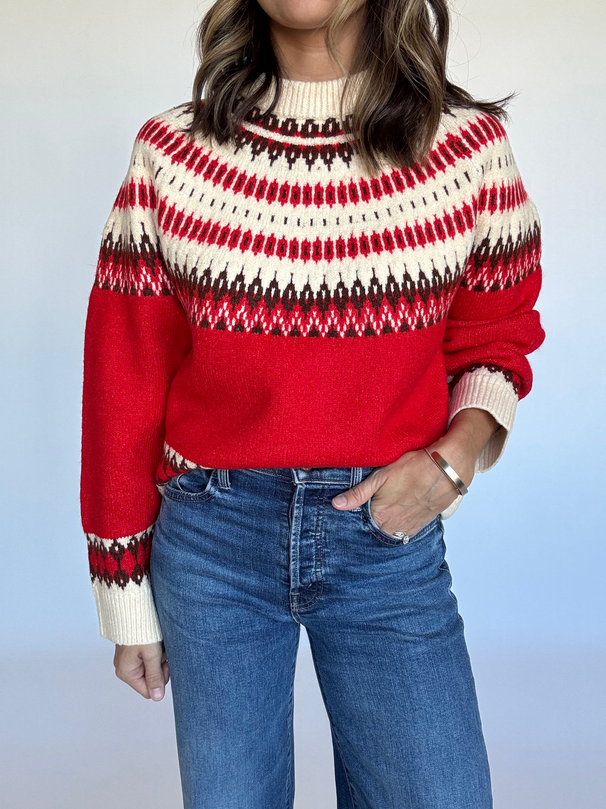 Fair Isle Red Crewneck Sweater