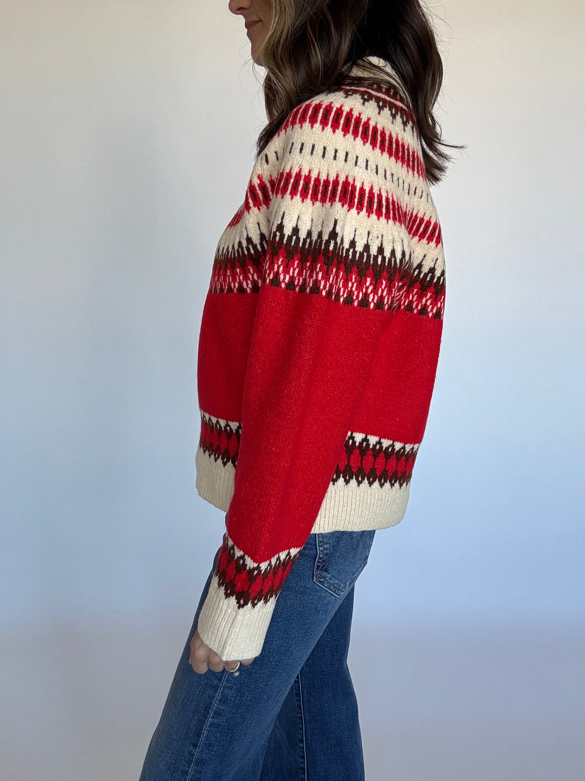 Fair Isle Red Crewneck Sweater