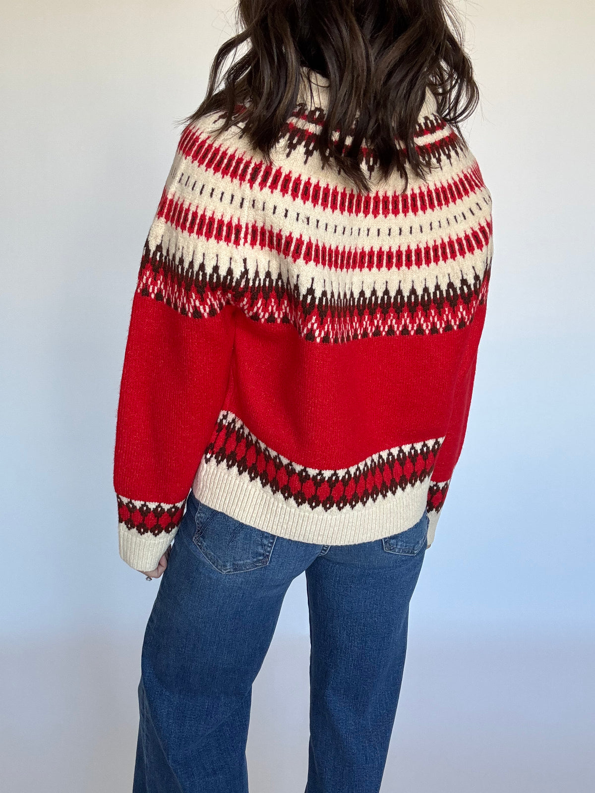 Fair Isle Red Crewneck Sweater