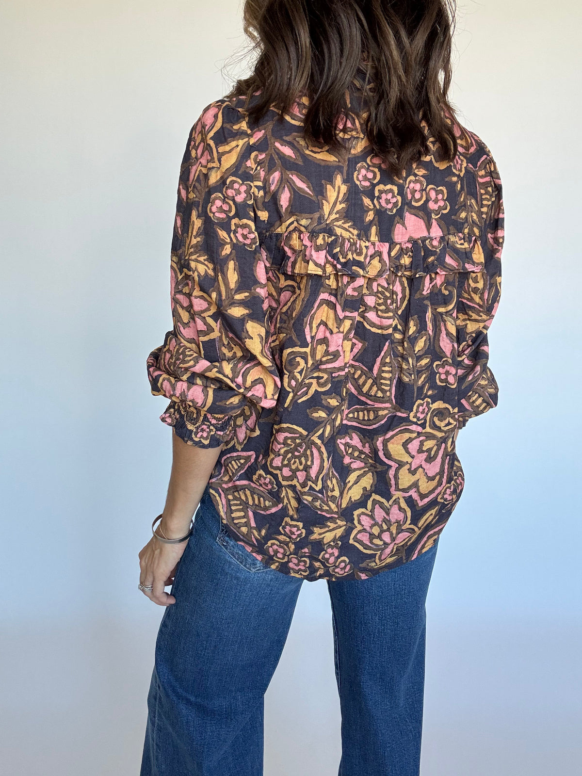 Navy Floral Blouse