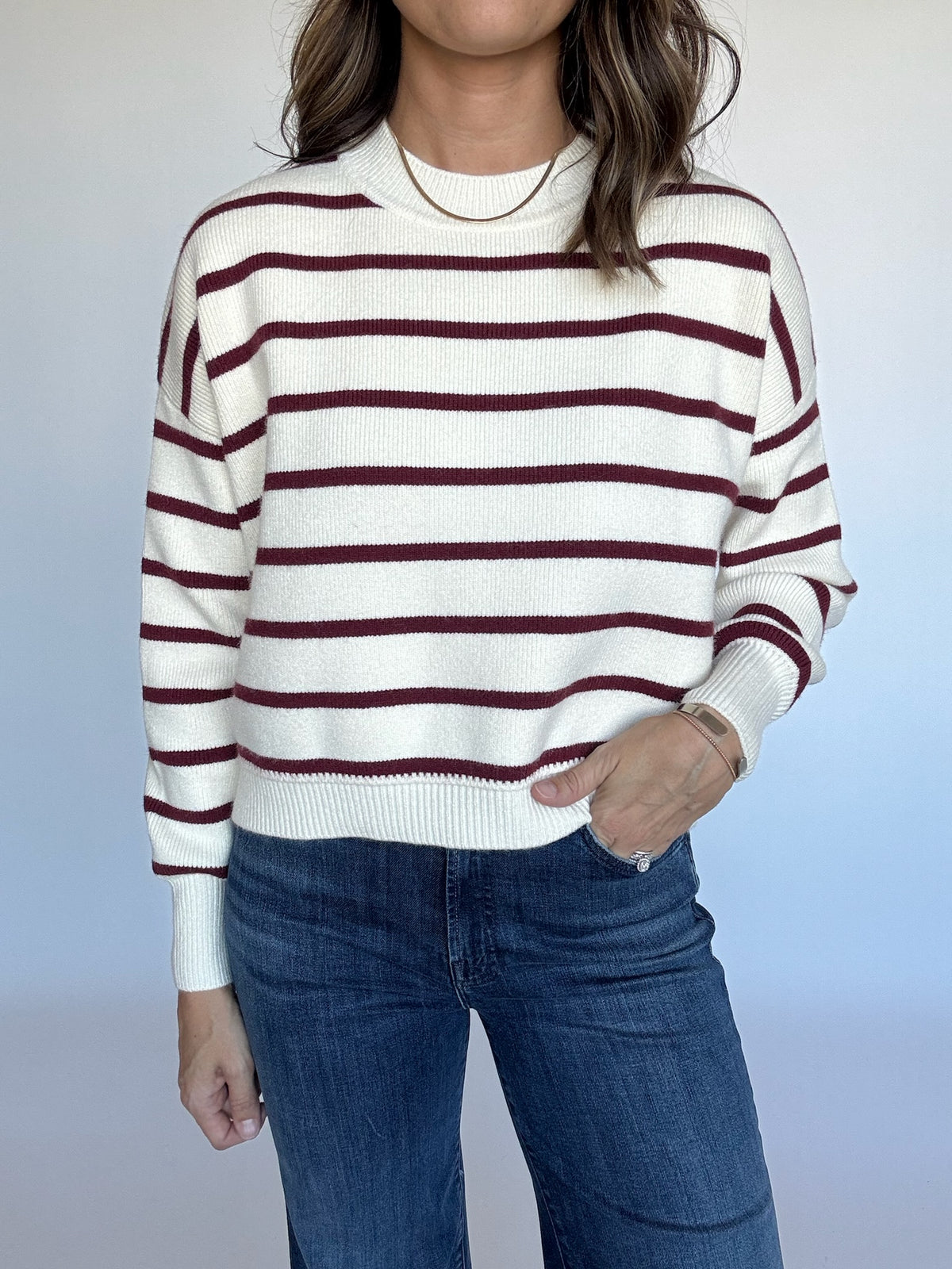 Burgundy Striped Sweater