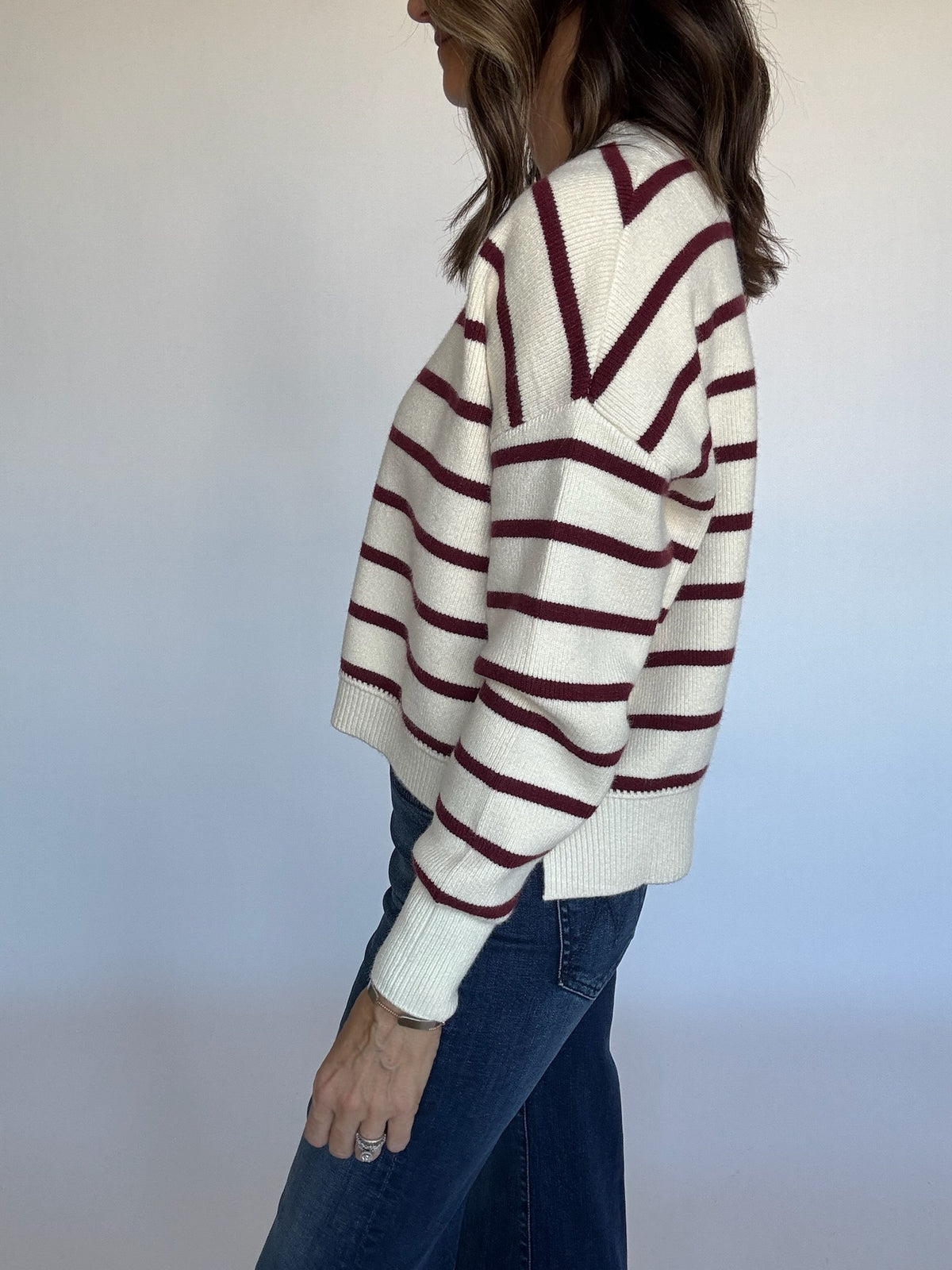 Burgundy Striped Sweater