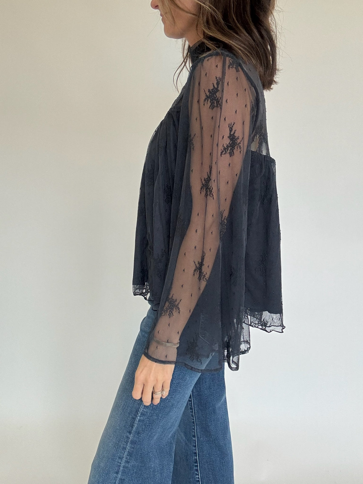 Madison Mock Neck Lace Blouse