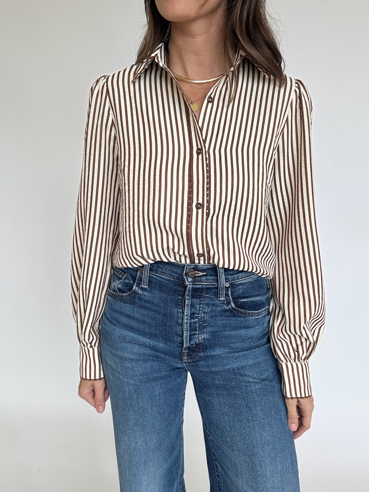 Striped Scallop Trim Blouse