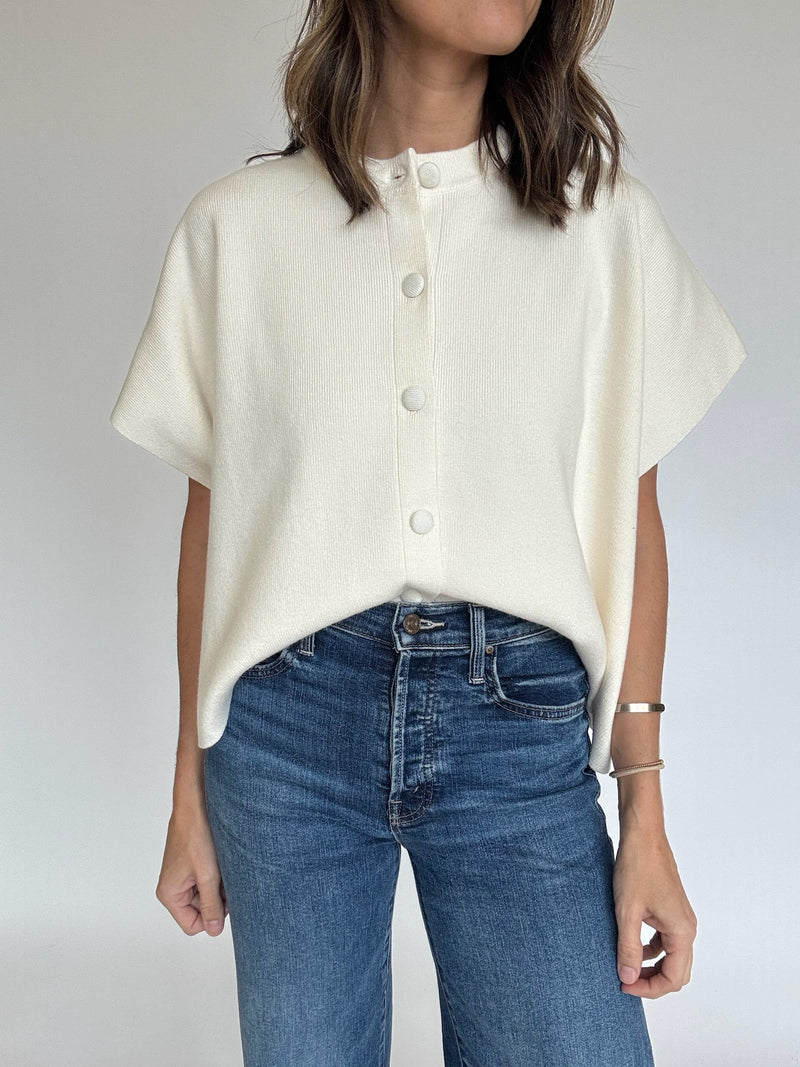 Button Down Cap Sleeve Sweater