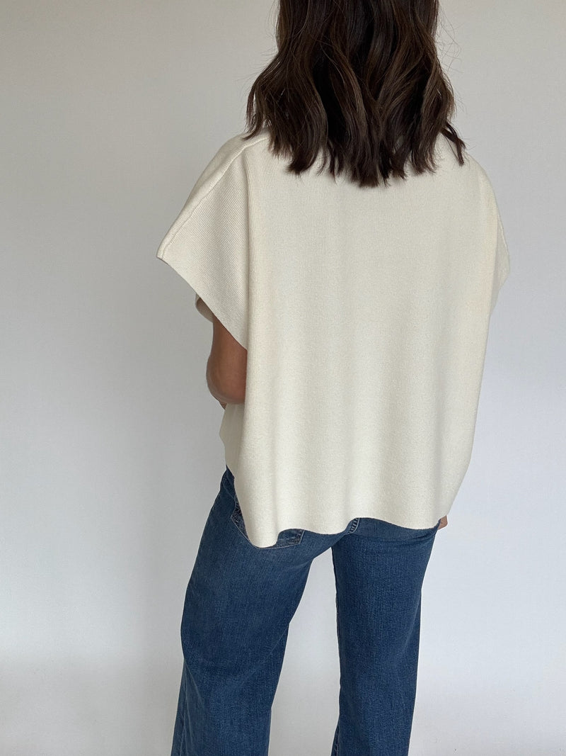 Button Down Cap Sleeve Sweater