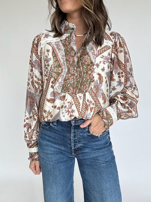 Patchwork Pintuck Blouse