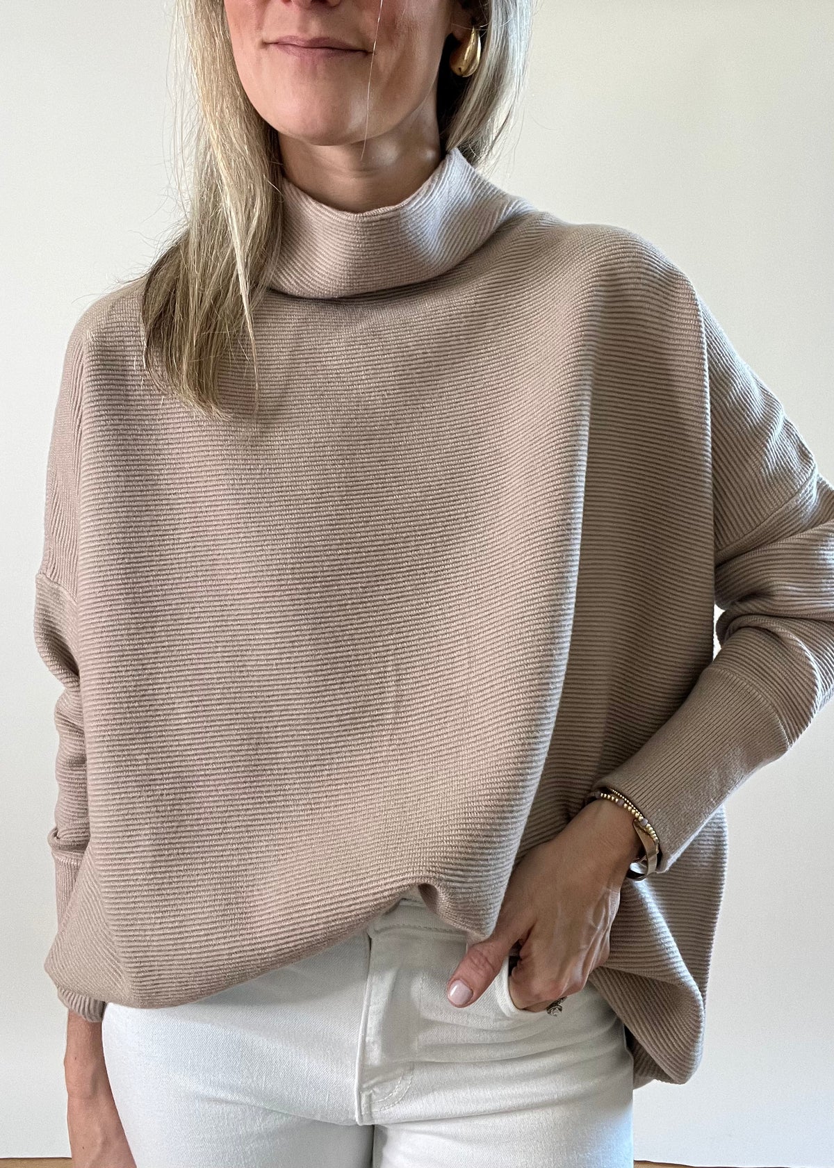 Layton Ribbed Mock Sweater - Taupe