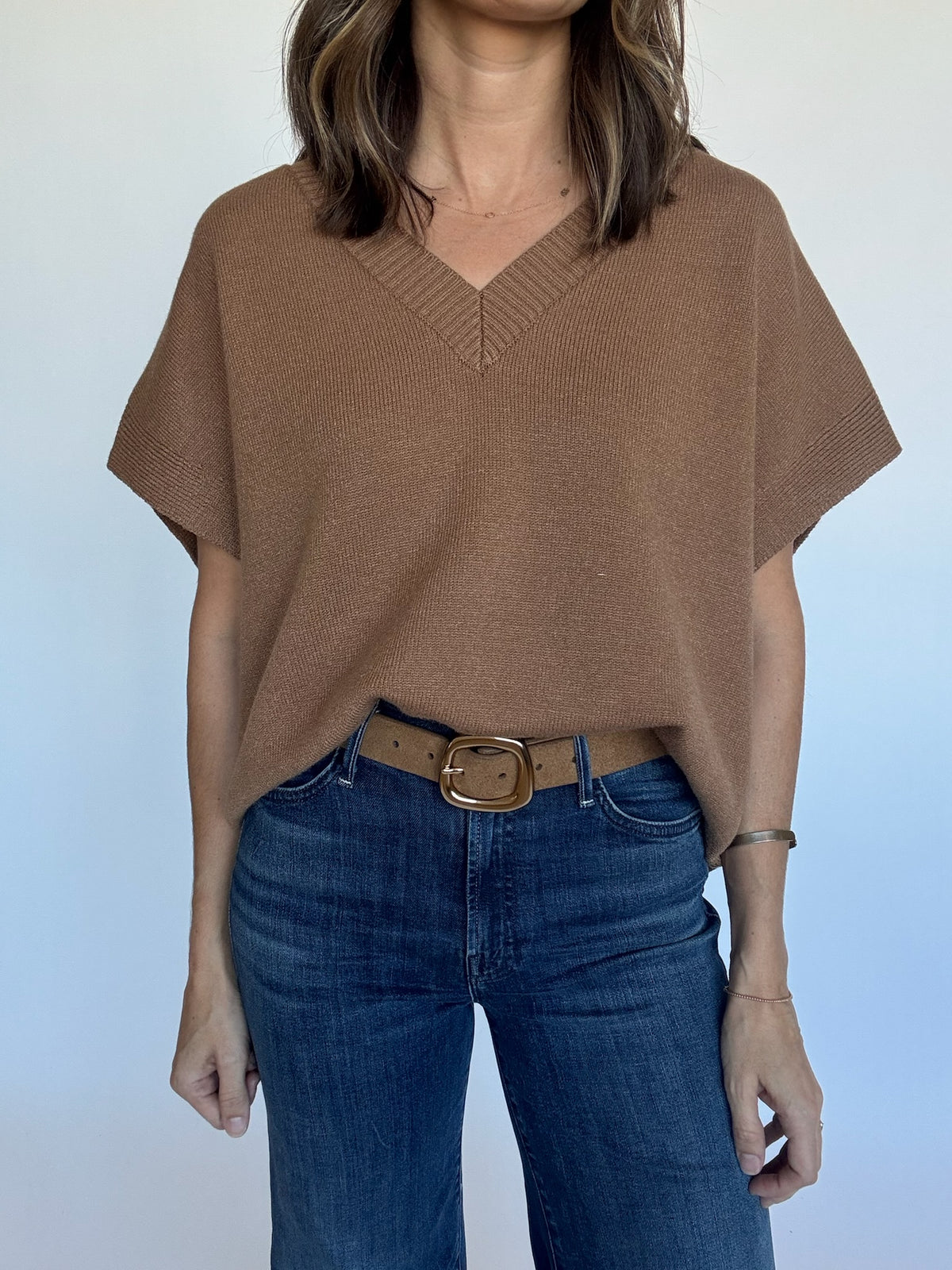 Gwen Cap Sleeve Sweater - Camel