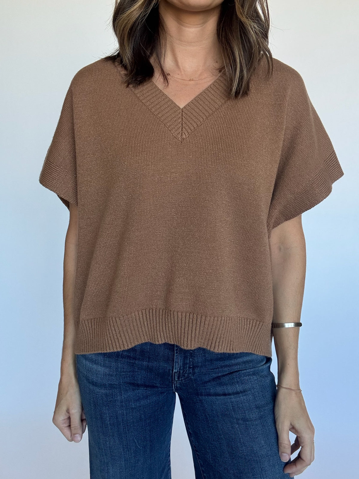 Gwen Cap Sleeve Sweater - Camel