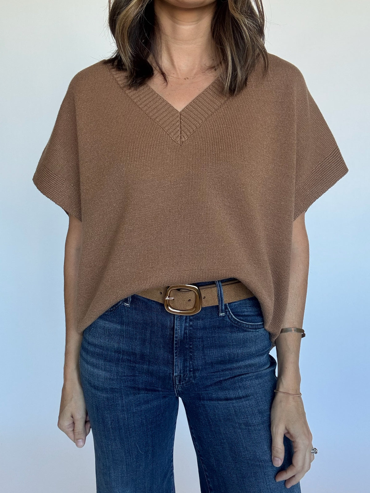 Gwen Cap Sleeve Sweater - Camel