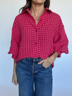 Red Pink Gingham Top