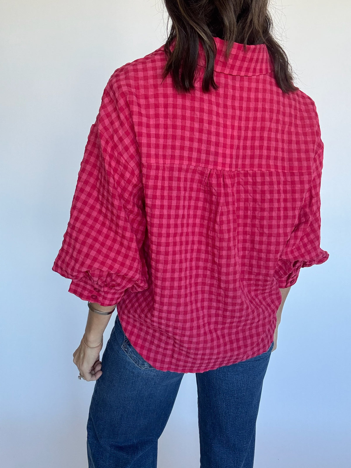 Red Pink Gingham Top
