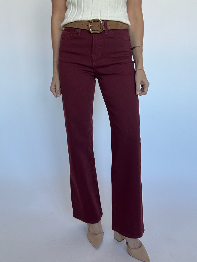 Deep Burgundy Wide Leg Jeans | FINAL SALE