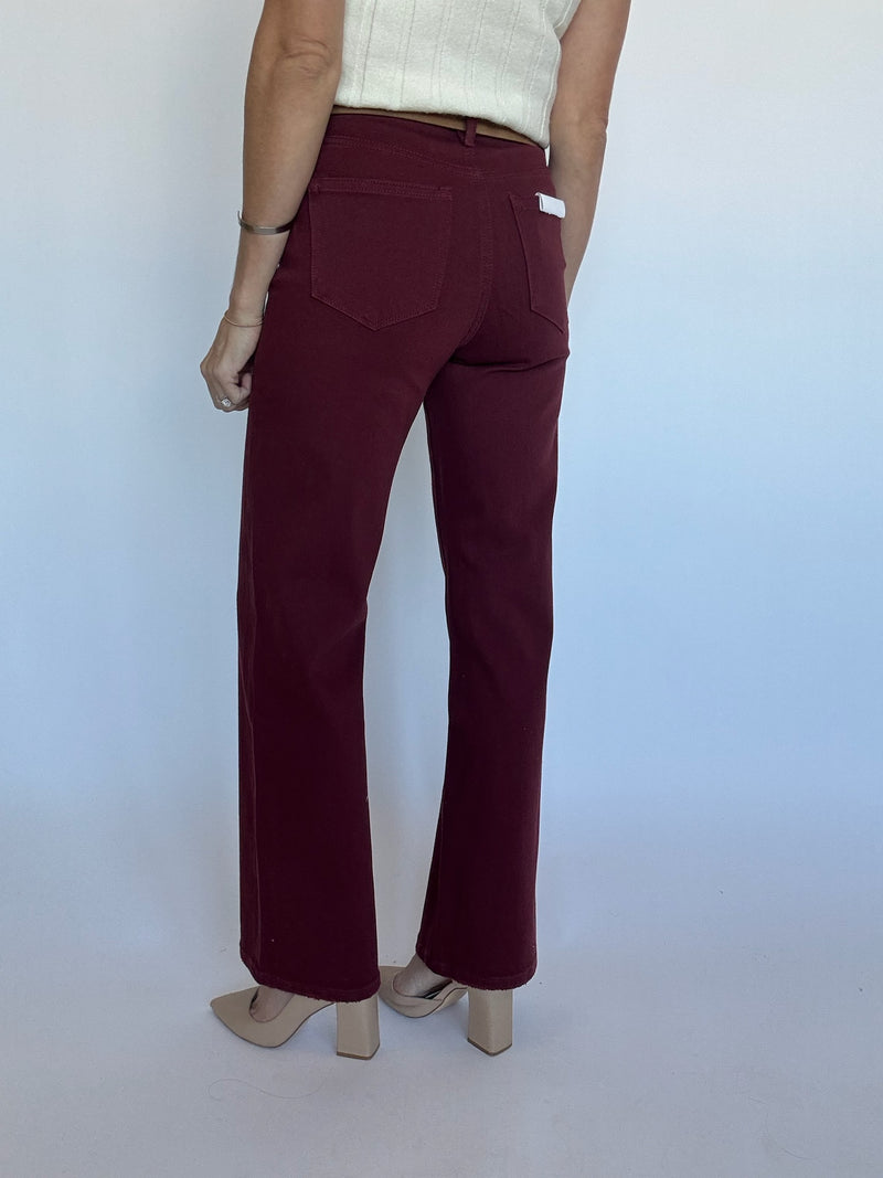 Deep Burgundy Wide Leg Jeans | FINAL SALE
