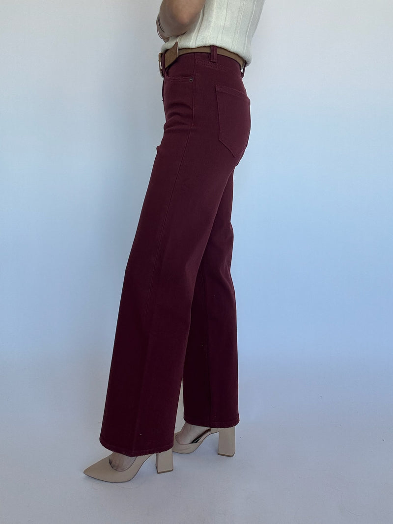 Deep Burgundy Wide Leg Jeans | FINAL SALE