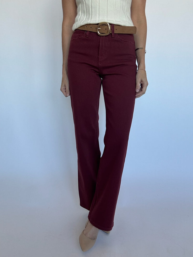 Deep Burgundy Wide Leg Jeans | FINAL SALE