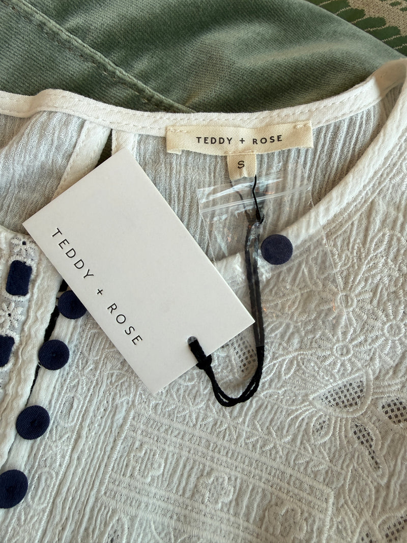 Mila Embroidered Button Detail Blouse