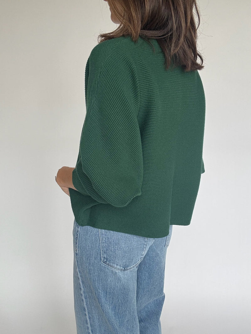 Ribbed Dolman Sleeve Sweater - Pine | FINAL SALE
