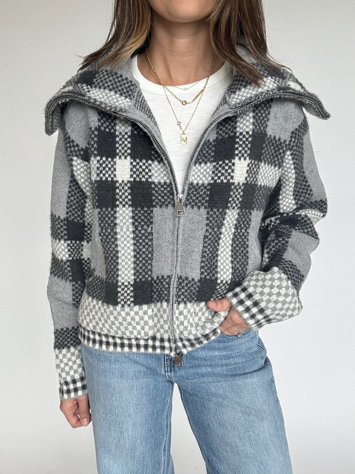 Plaid Crop Jacket - Grey | FINAL SALE