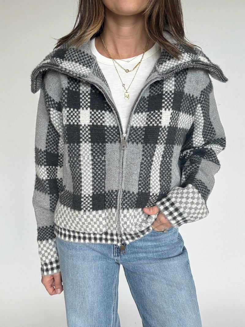 Plaid Crop Jacket - Grey | FINAL SALE