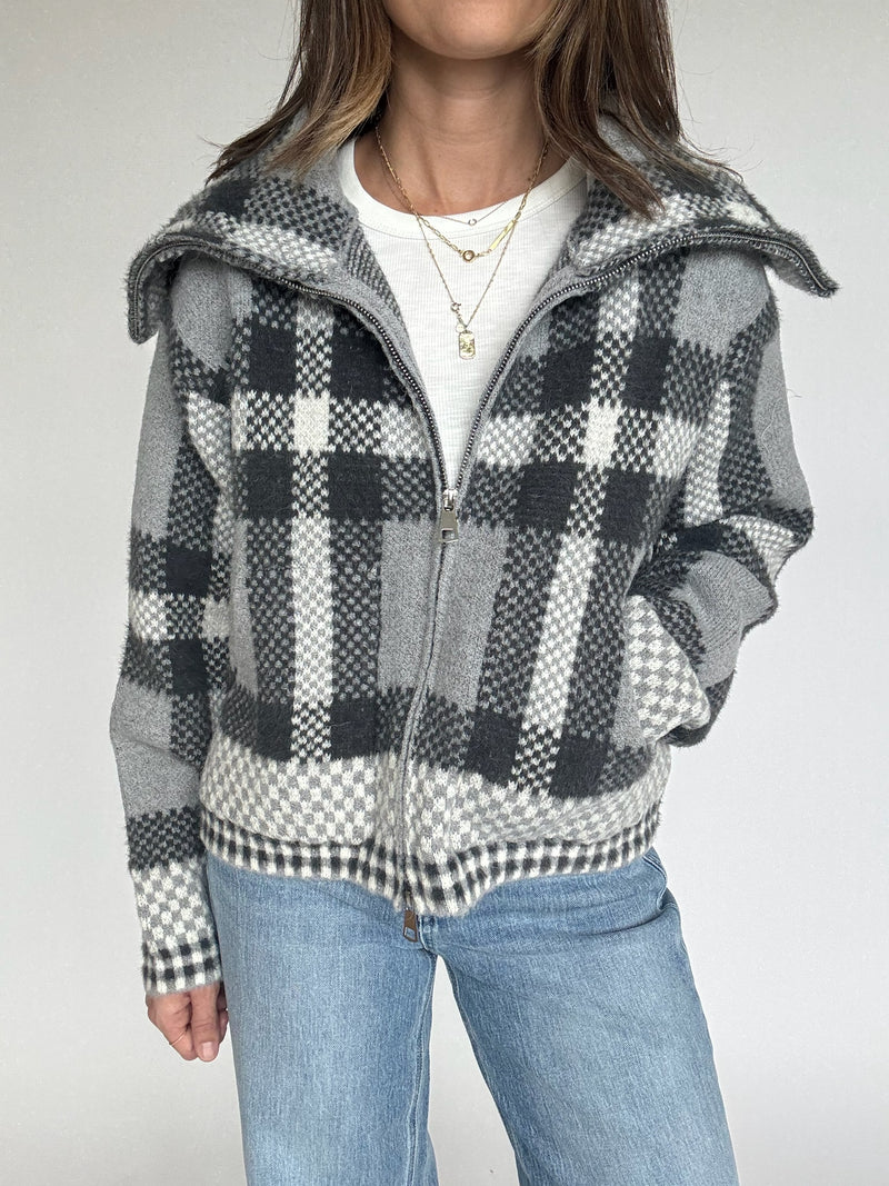 Plaid Crop Jacket - Grey | FINAL SALE