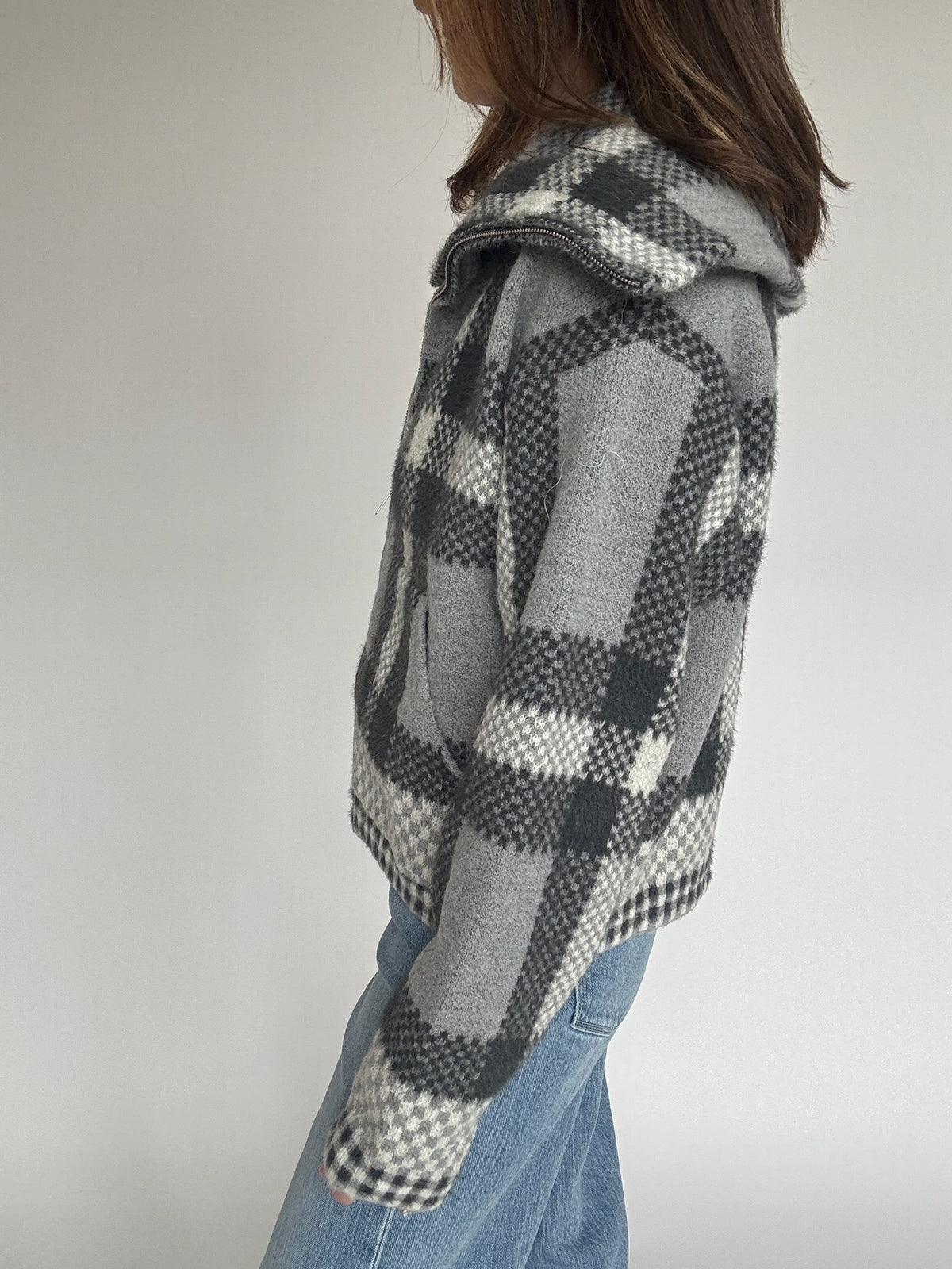 Plaid Crop Jacket - Grey | FINAL SALE