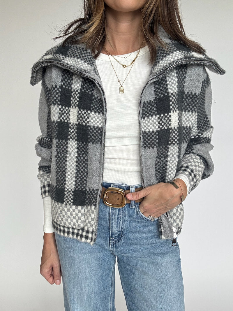Plaid Crop Jacket - Grey | FINAL SALE