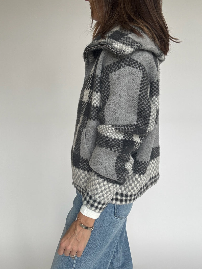 Plaid Crop Jacket - Grey | FINAL SALE
