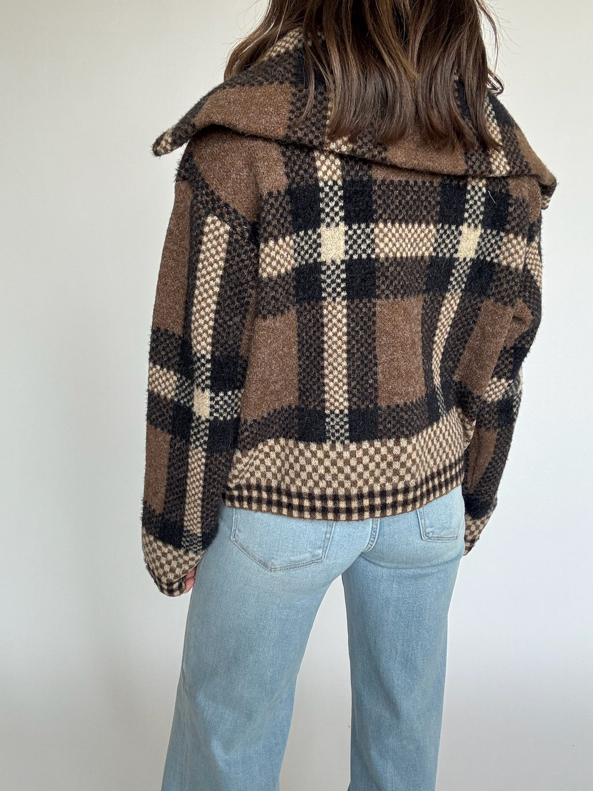 Plaid Crop Jacket - Brown | FINAL SALE