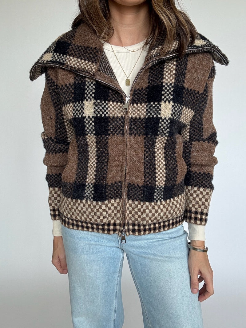 Plaid Crop Jacket - Brown | FINAL SALE