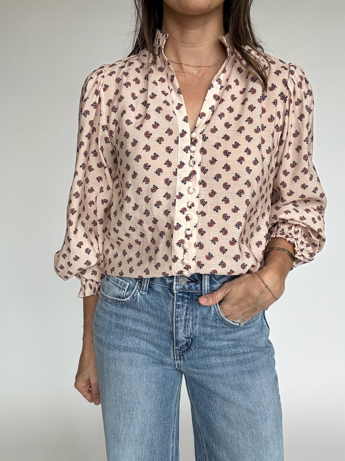 Blush Floral Print Top
