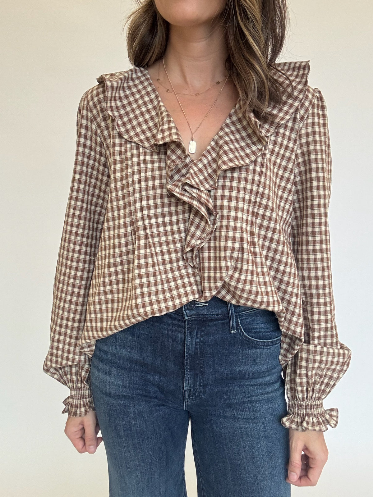 Gingham Ruffle Blouse