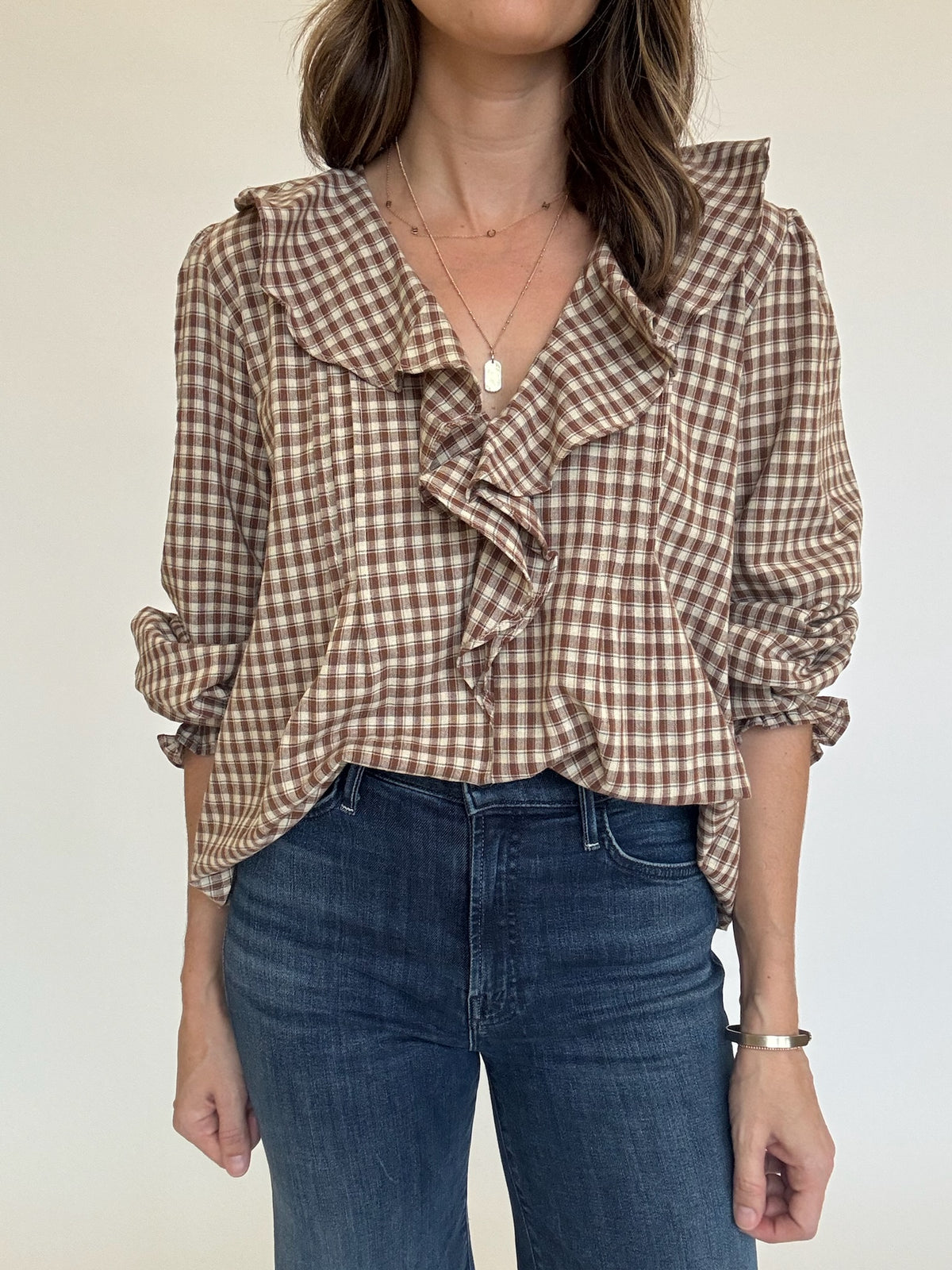 Gingham Ruffle Blouse