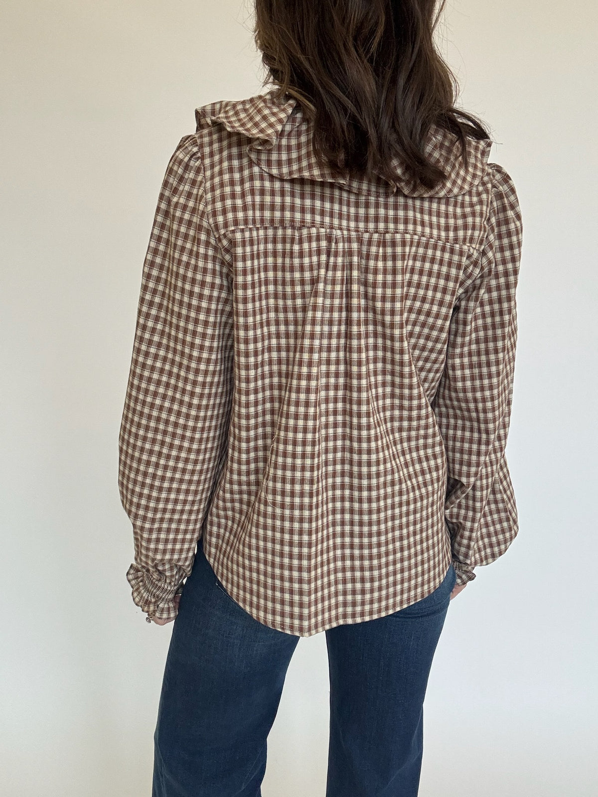 Gingham Ruffle Blouse