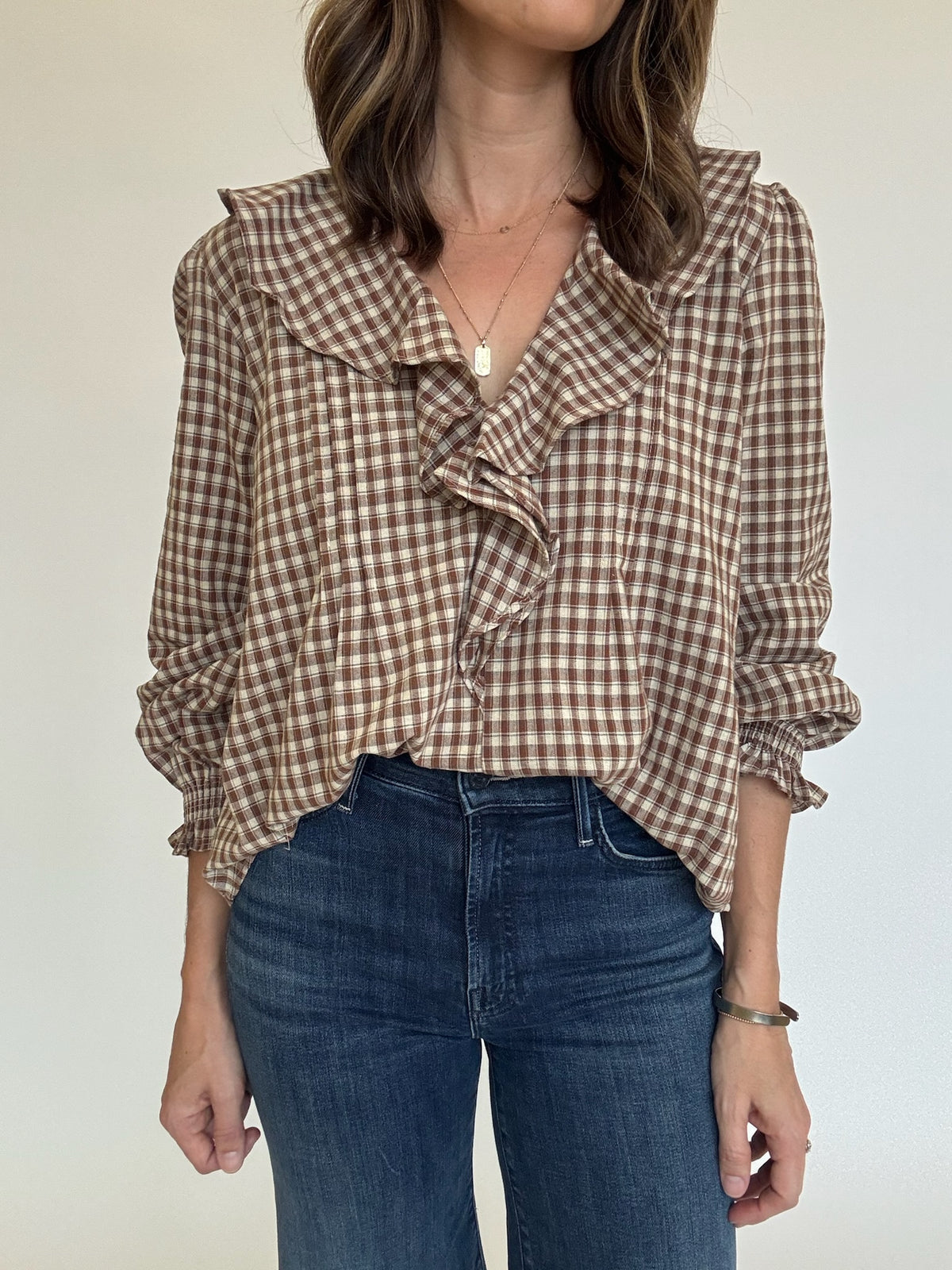 Gingham Ruffle Blouse
