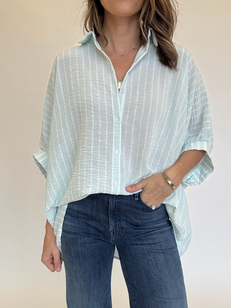 Ice Blue Button Down Top