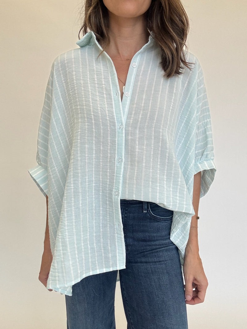 Ice Blue Button Down Top