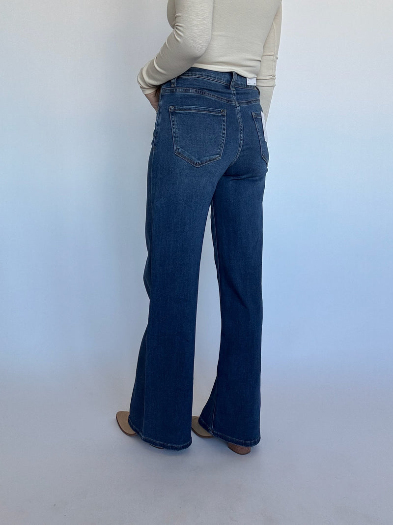 Lou Dark Wash Wide Leg Jeans | Vervet