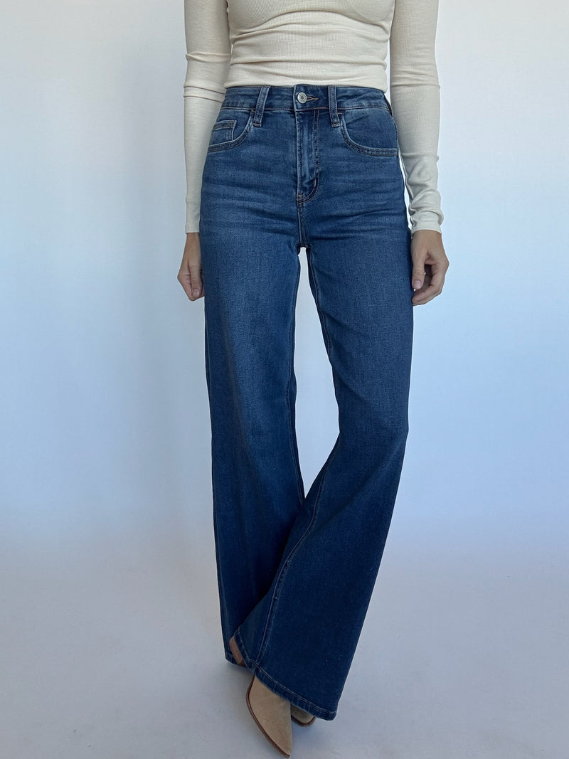 Lou Dark Wash Wide Leg Jeans | Vervet