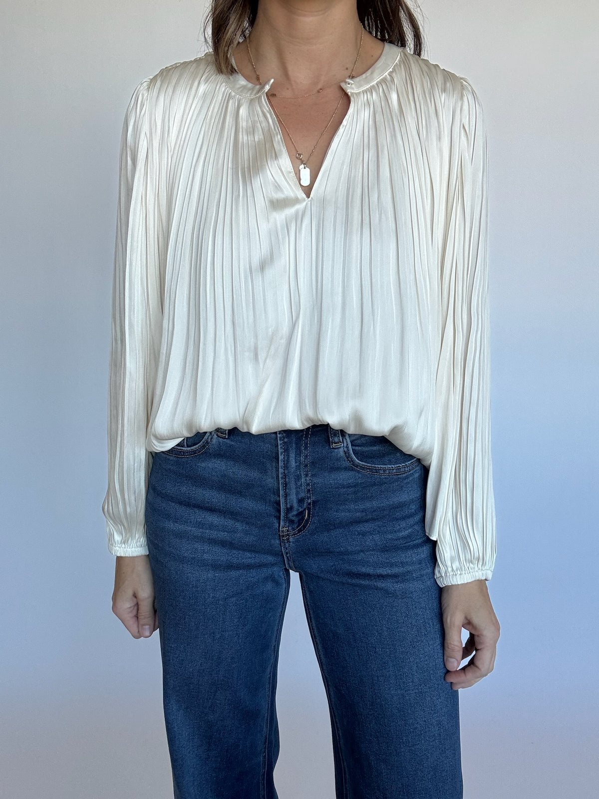 Ecru Pleated Blouse