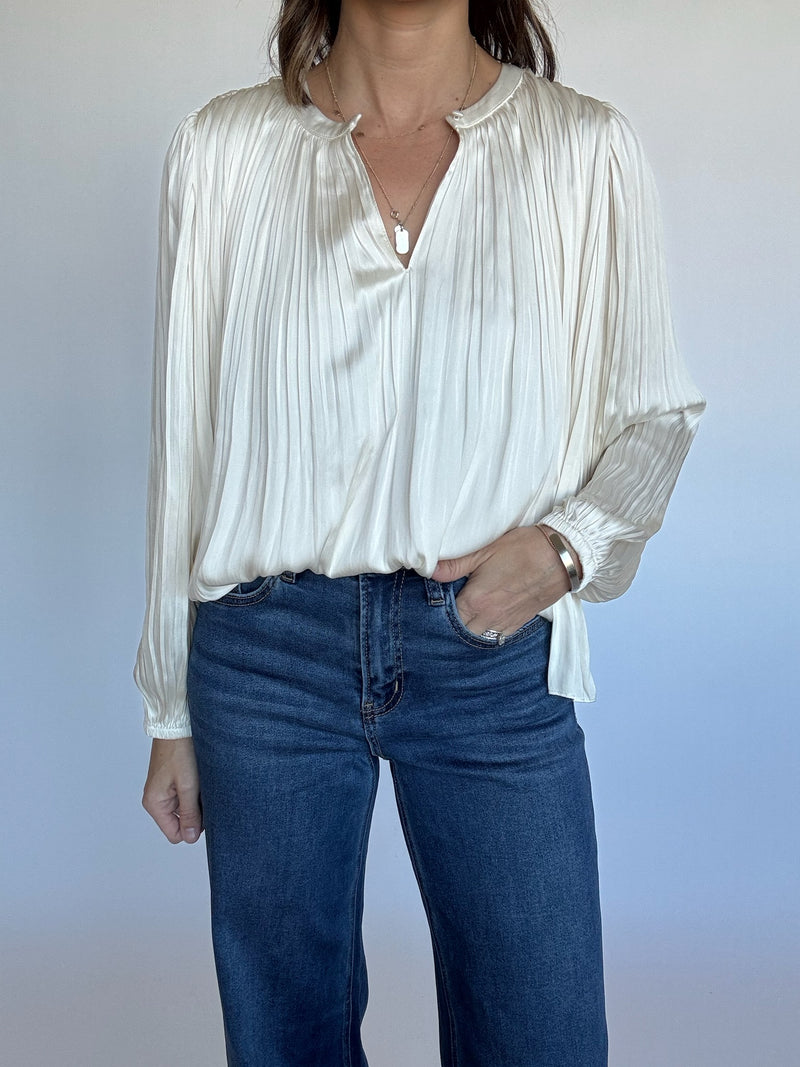 Ecru Pleated Blouse