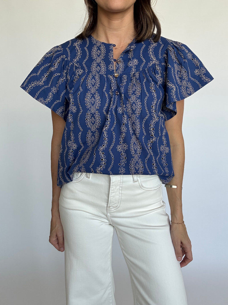 Berry Blue Flutter Sleeve Top