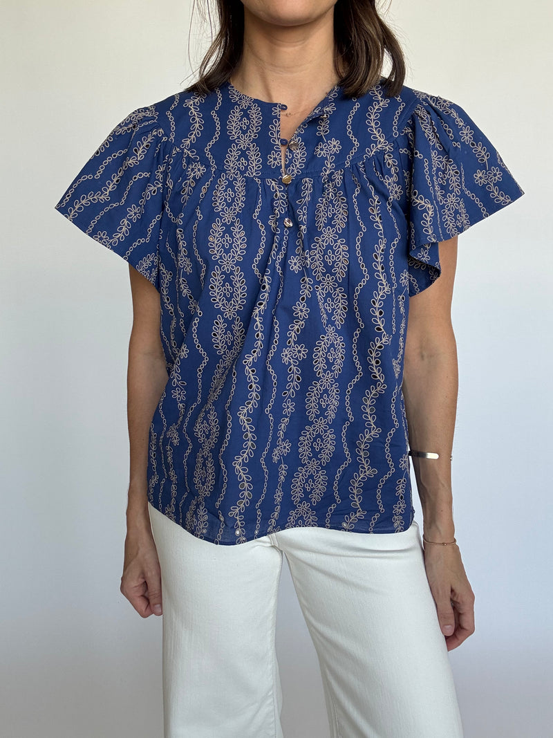 Berry Blue Flutter Sleeve Top