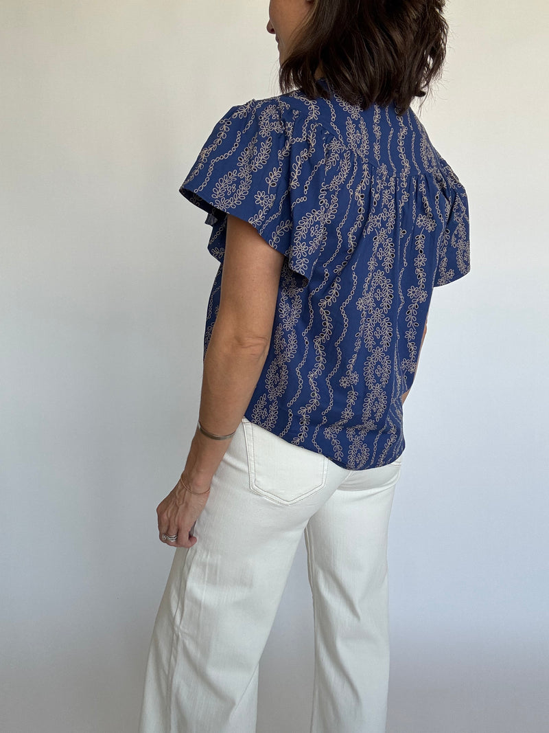 Berry Blue Flutter Sleeve Top