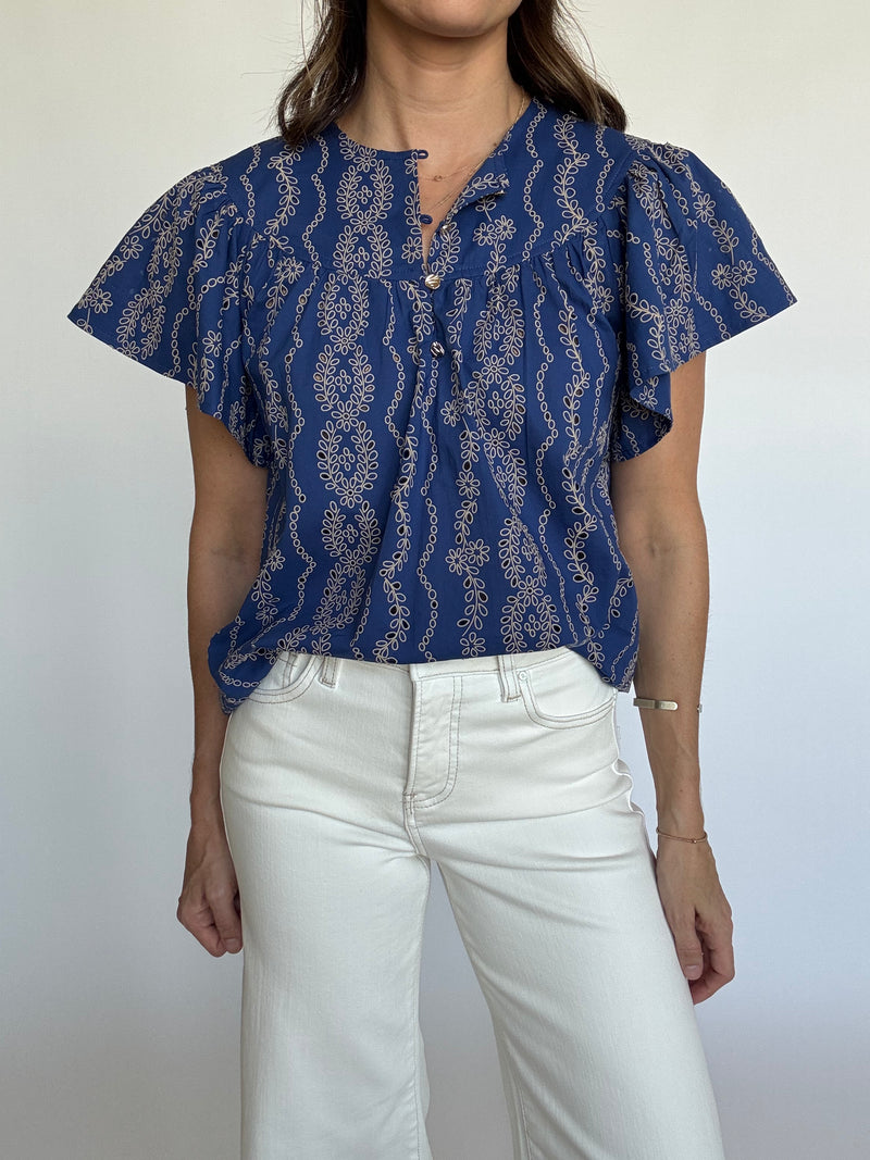 Berry Blue Flutter Sleeve Top