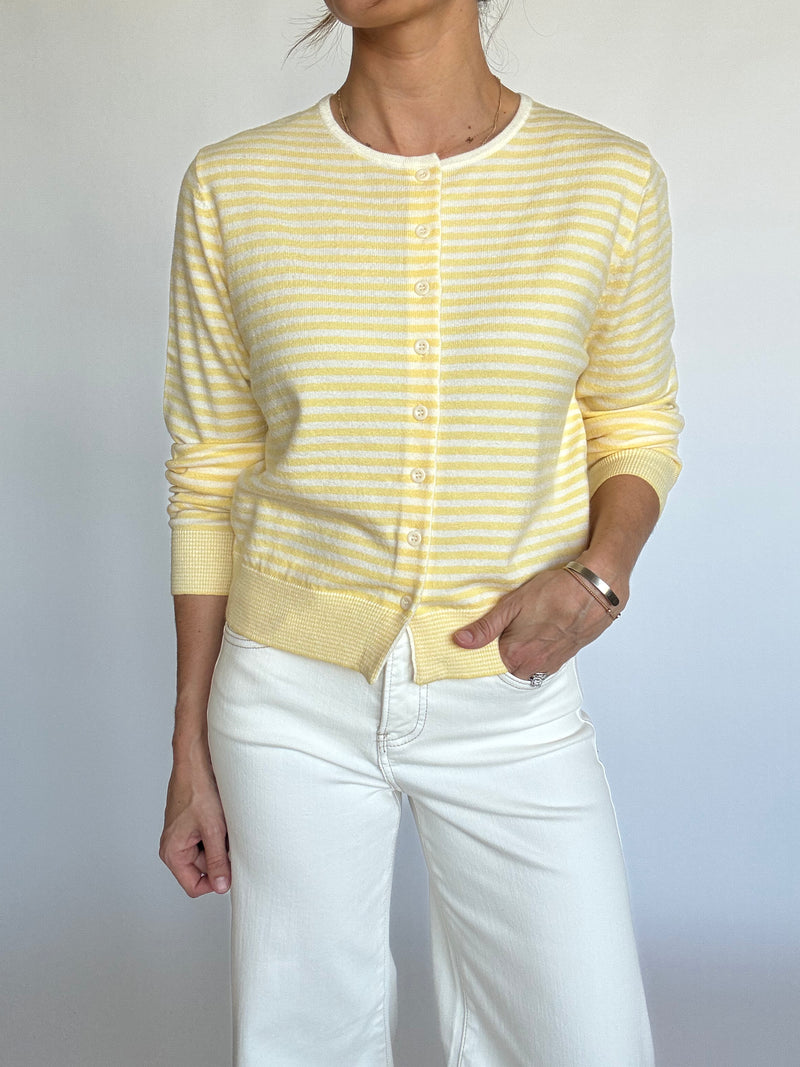 Butter Yellow Striped Cardigan